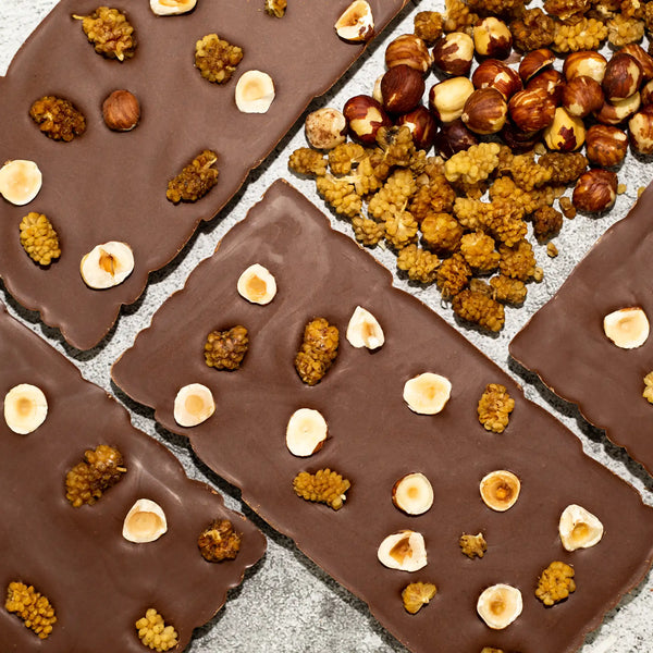 Mulberry Crunch - Milk Chocolate Bar with mulberries and hazelnuts