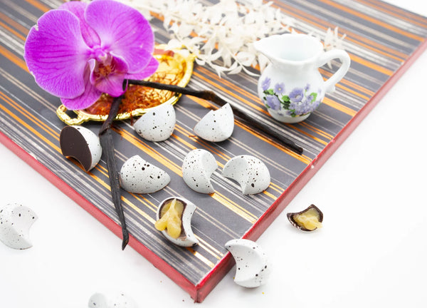 Vanilla Cream bonbons with dark chocolate shell and Madagascar vanilla-infused filling