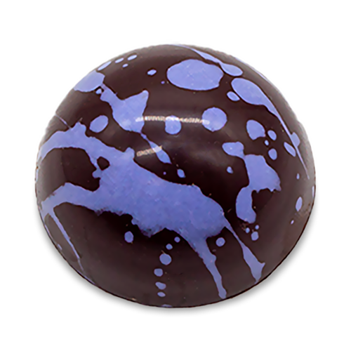 Blueberry Cream sugar free dark chocolate bonbon with blue splattered paint