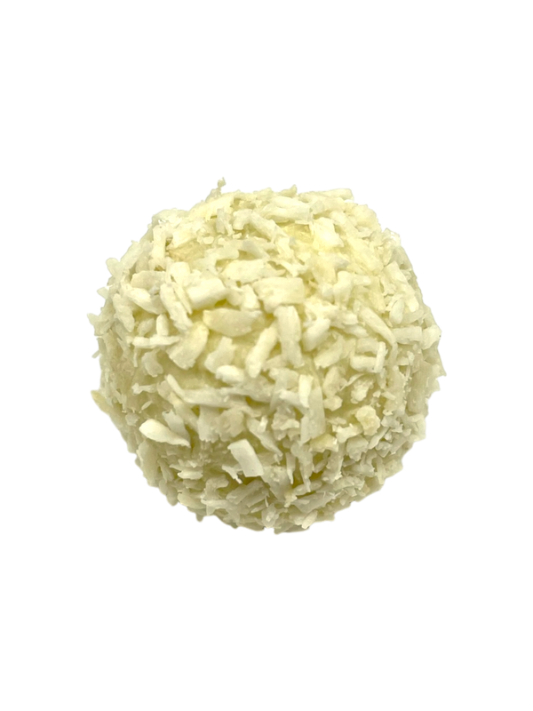 Coconut Cream white chocolate Truffle coated with organic coconut flakes