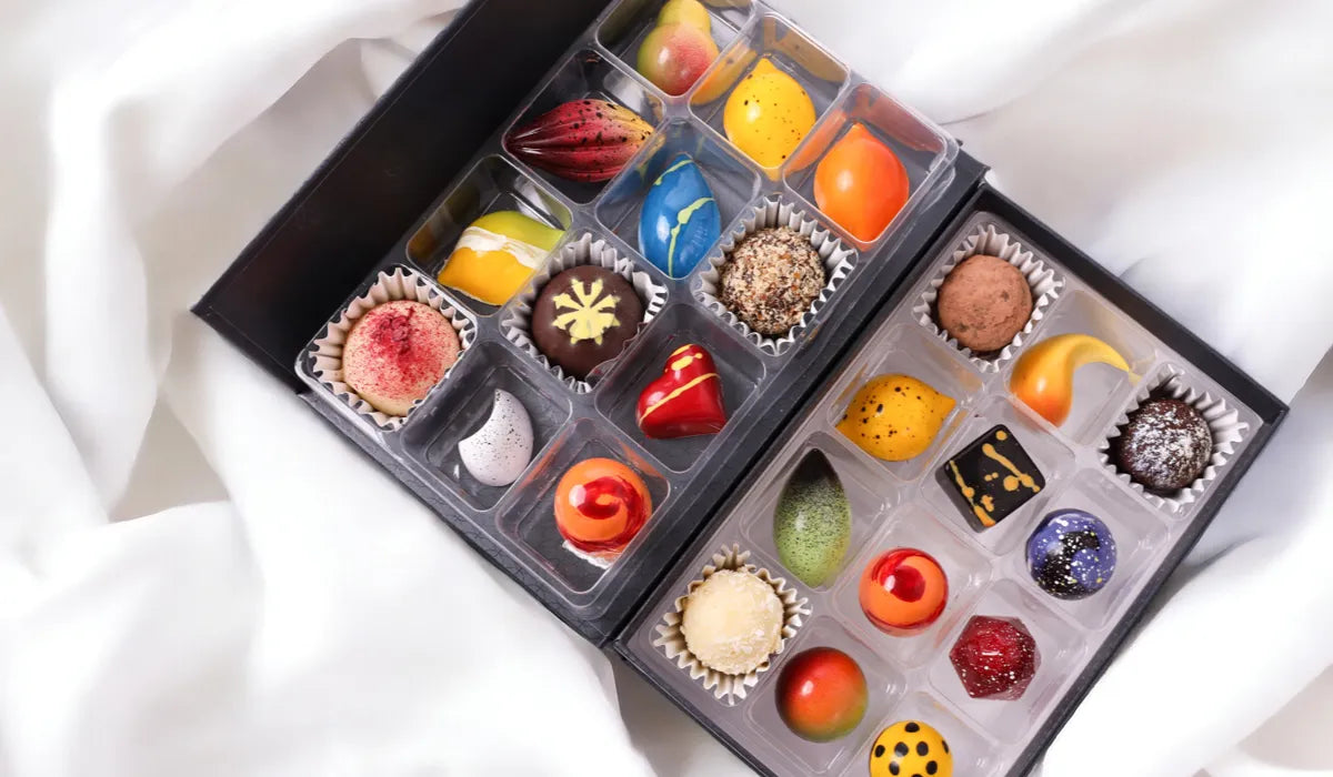 Constellation luxury chocolate gift box with 24 hand-painted sugar free chocolates and truffles