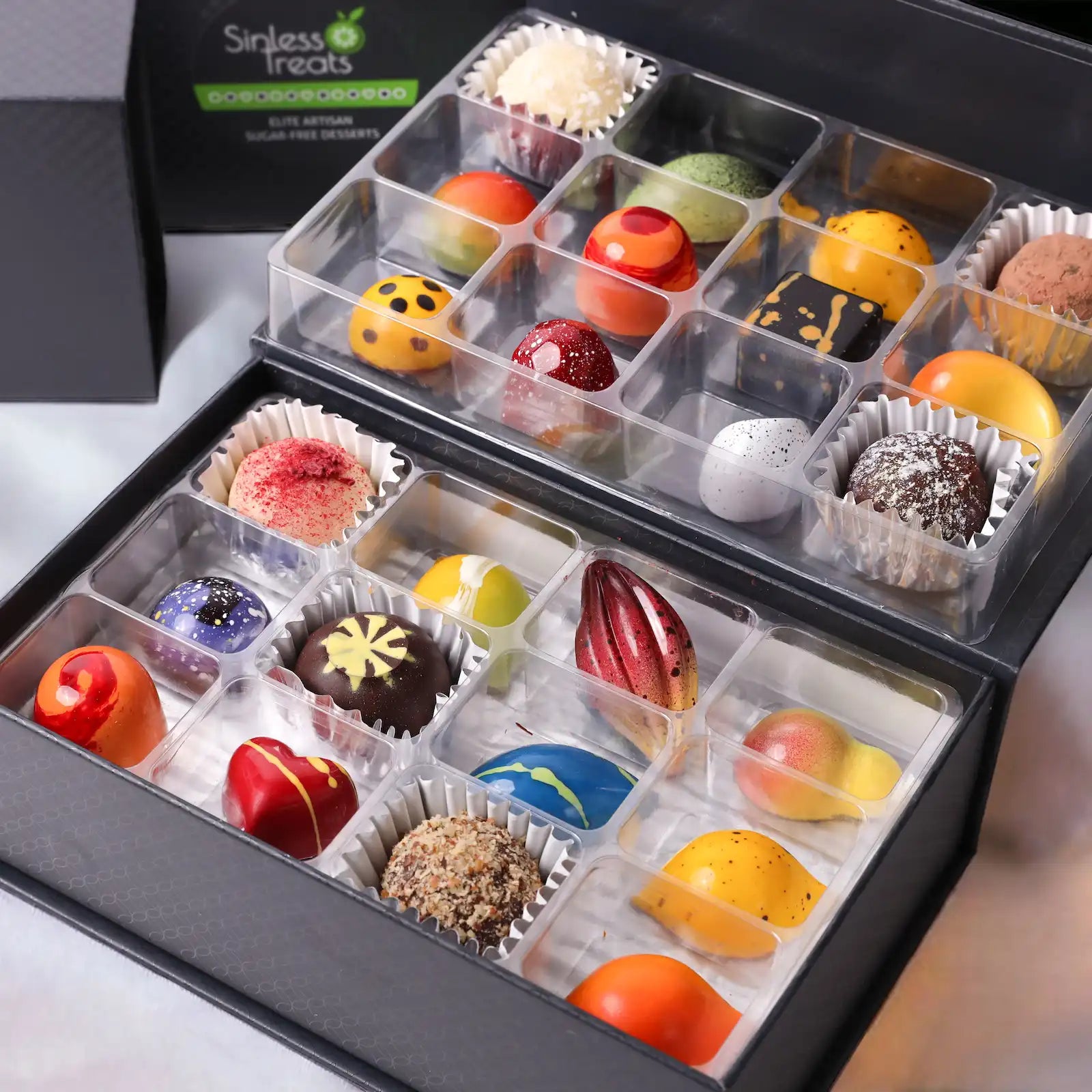 Constellation luxury chocolate gift box with 24 hand-painted sugar free chocolates and truffles