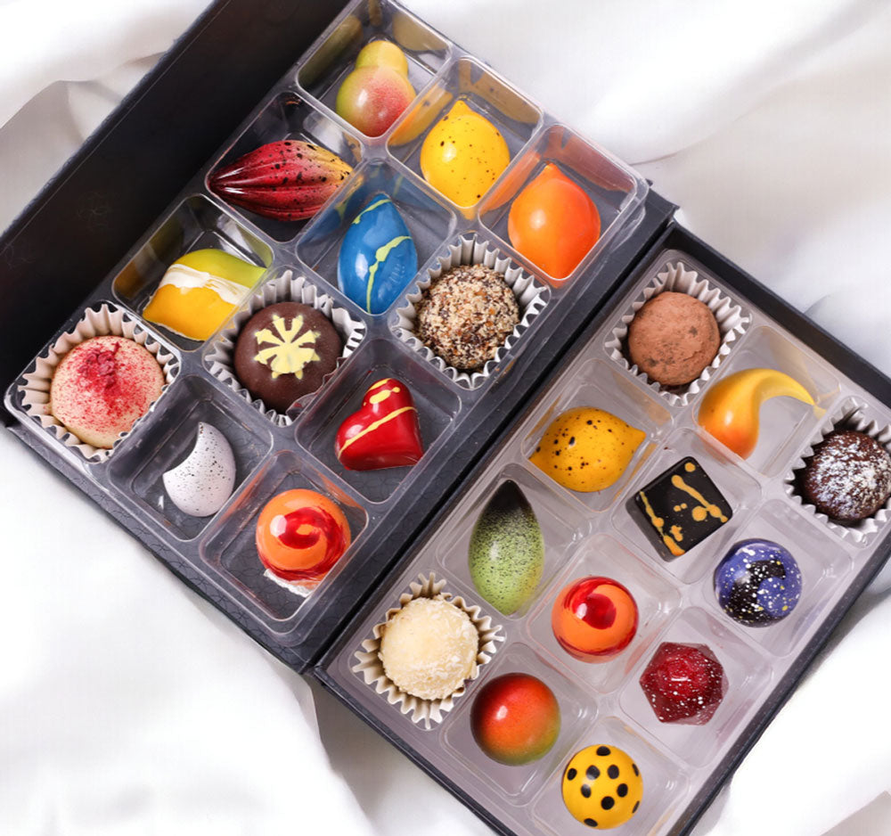 Constellation luxury chocolate gift box with 24 hand-painted sugar free chocolates and truffles