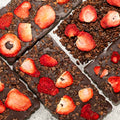 Classic Dark Chocolate Bar with sublimated strawberries and cacao nibs