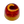 Kumquat gumdrop-shaped sugar free white chocolate bonbon with orange and red spiral design