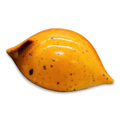 Orange Star sugar free dark chocolate bonbon with orange coloring and black speckles