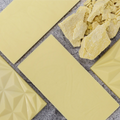 4 White Cream plain white chocolate bars showing front geometric design and flat back